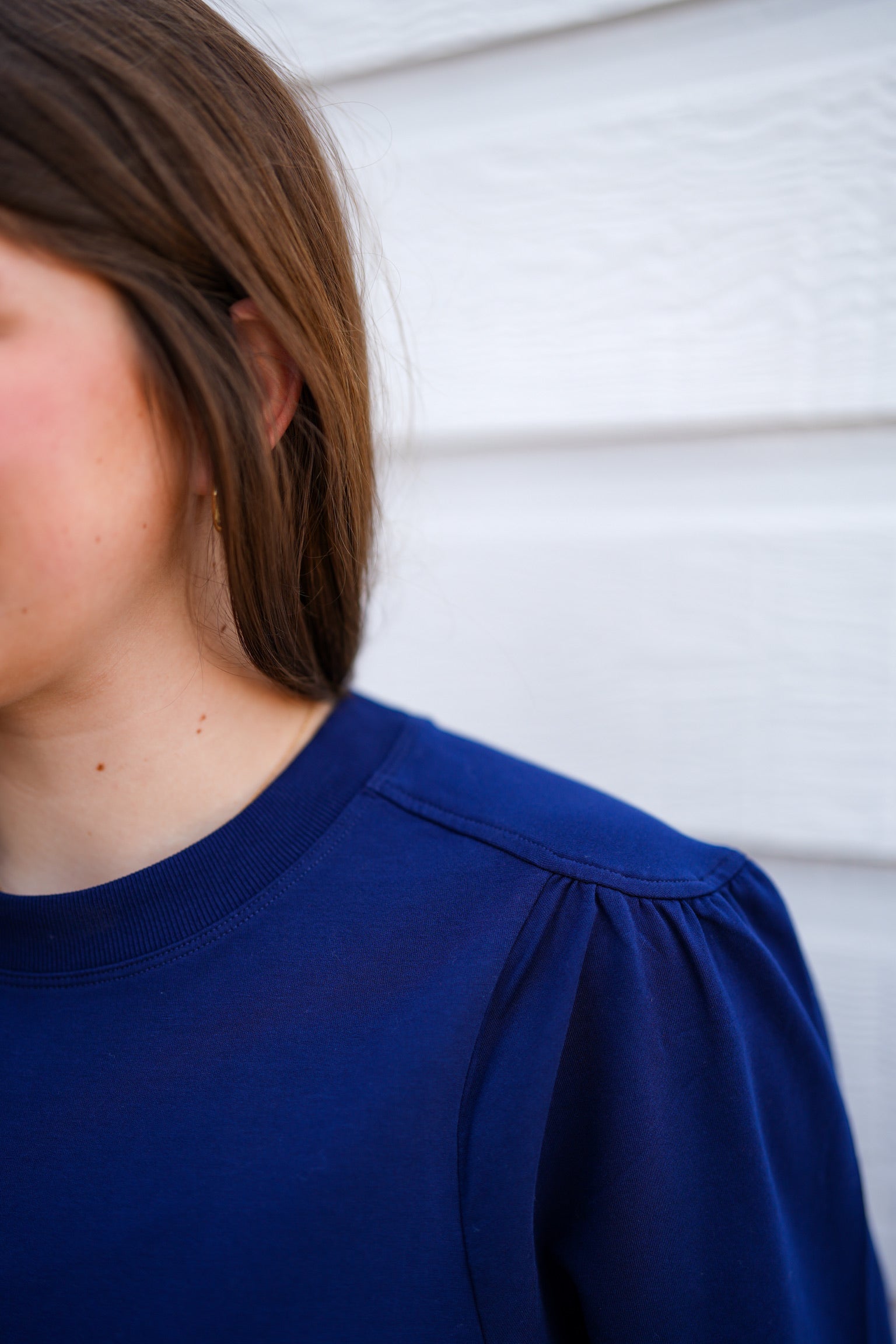 Kanni Crew Neck Puff Sleeve Top - Electric Indigo - Southern Belle Boutique