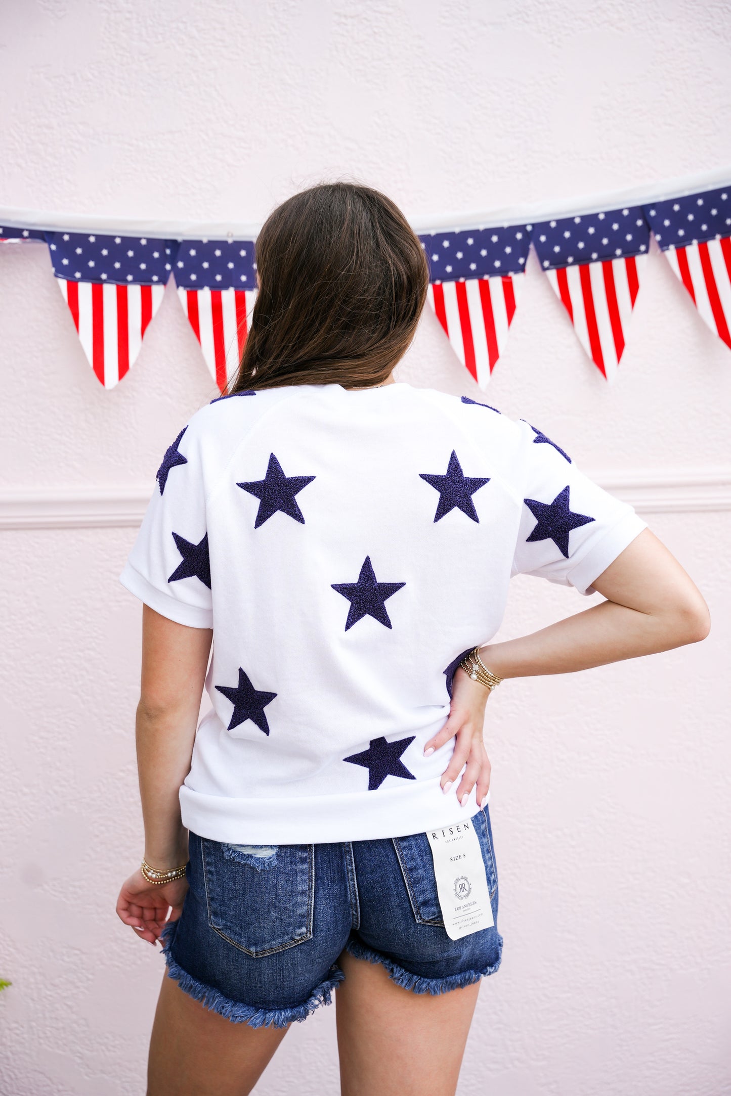 Stars Lightweight Short Sleeve Sweatshirt - Southern Belle Boutique