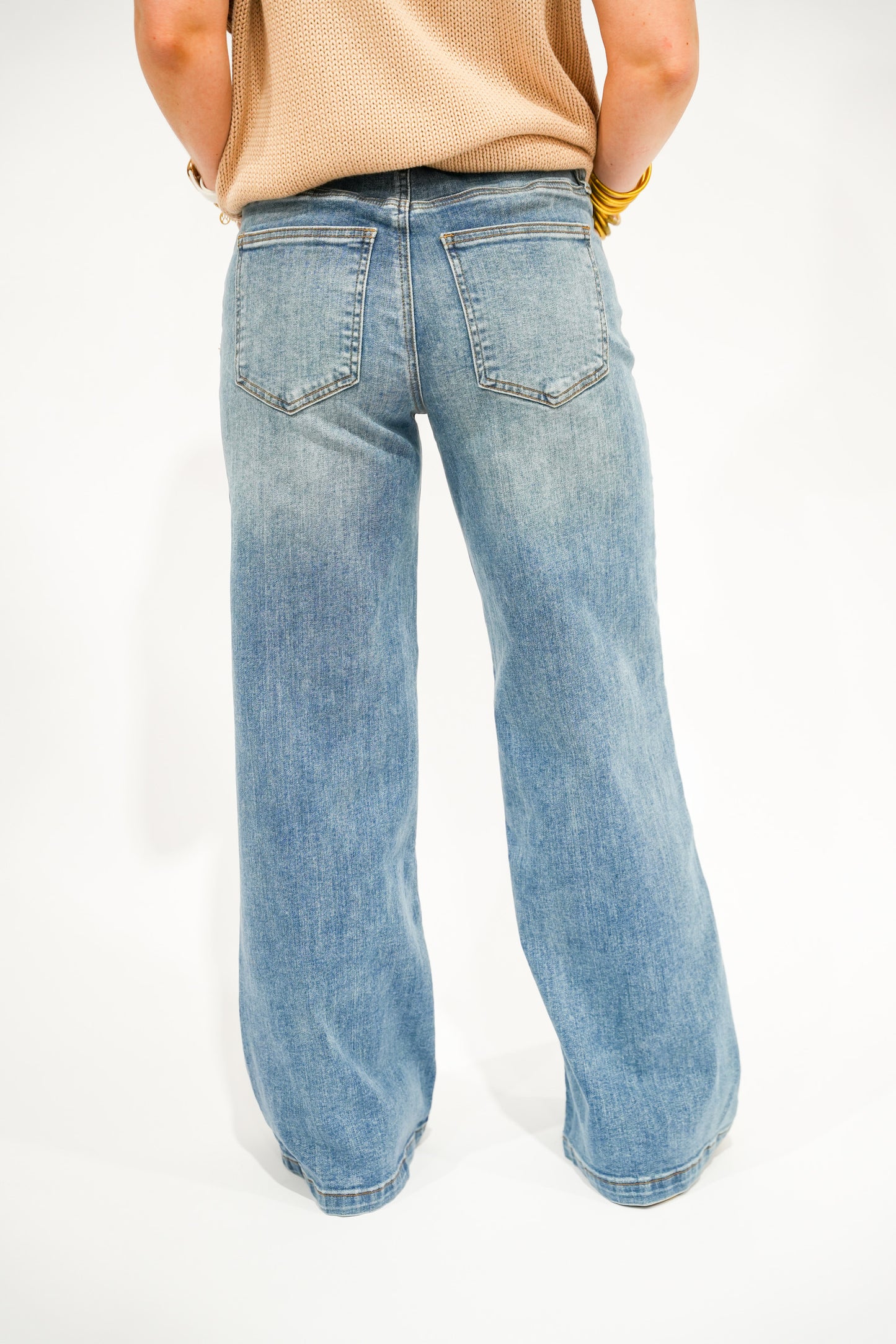 Maya High Rise Wide Leg Patch Jean - Affection - Southern Belle Boutique