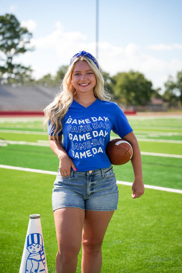 Game Day Wave Tee - Blue - Southern Belle Boutique