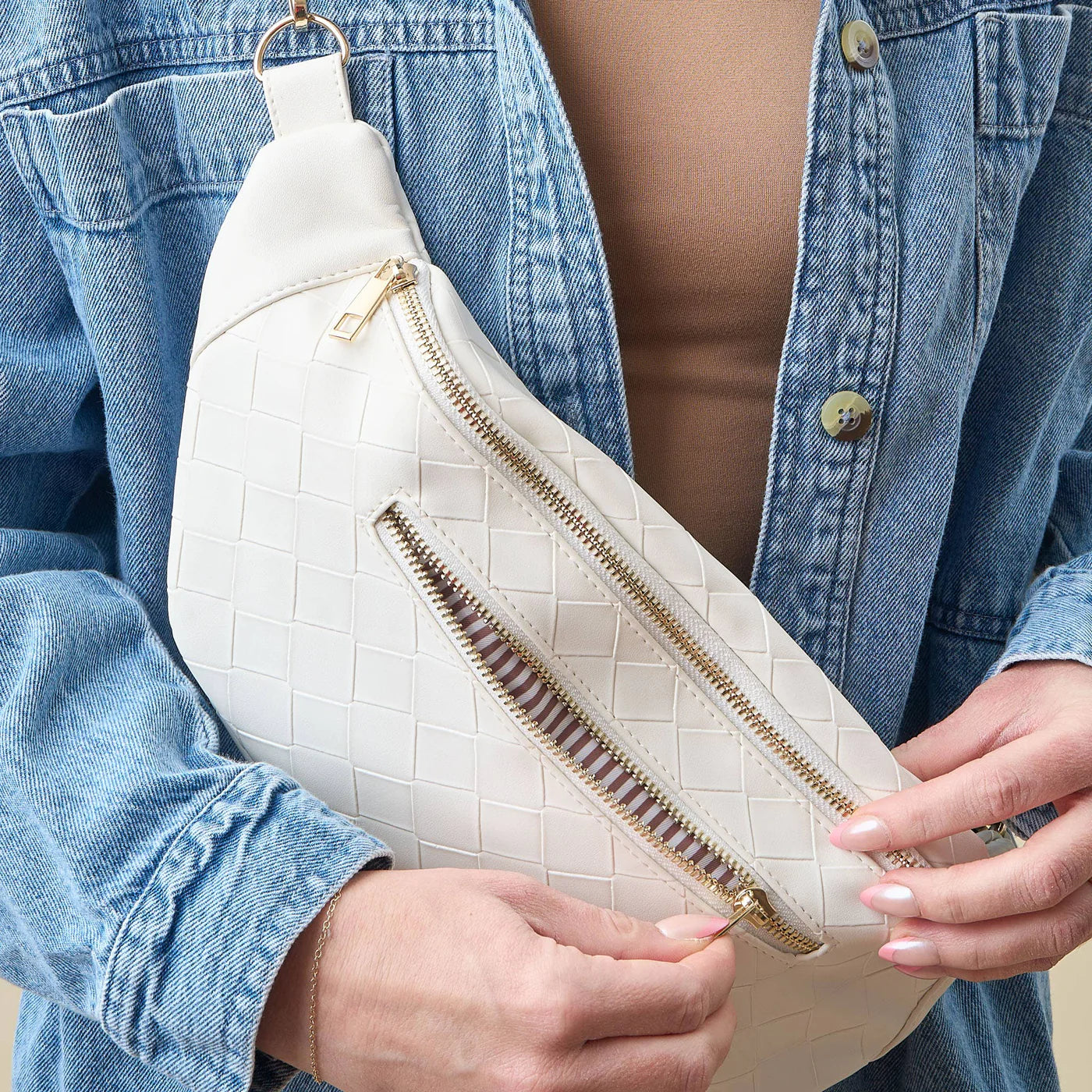 White Trendy Luxe Belt Bag - Southern Belle Boutique