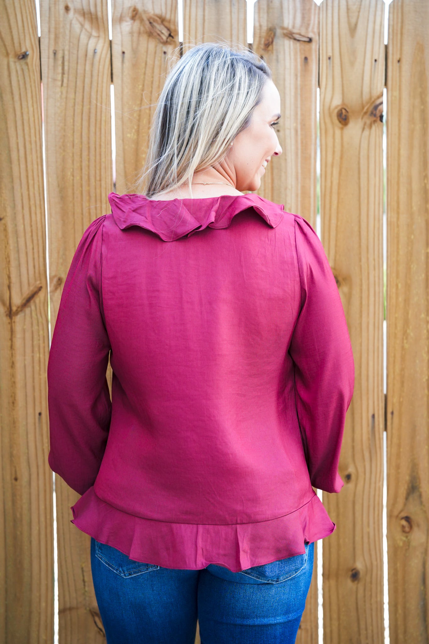 Biking Red Ruffle Blouse - Southern Belle Boutique