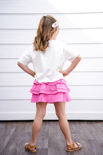 White Ruffle Pocket Knit TShirt - Southern Belle Boutique