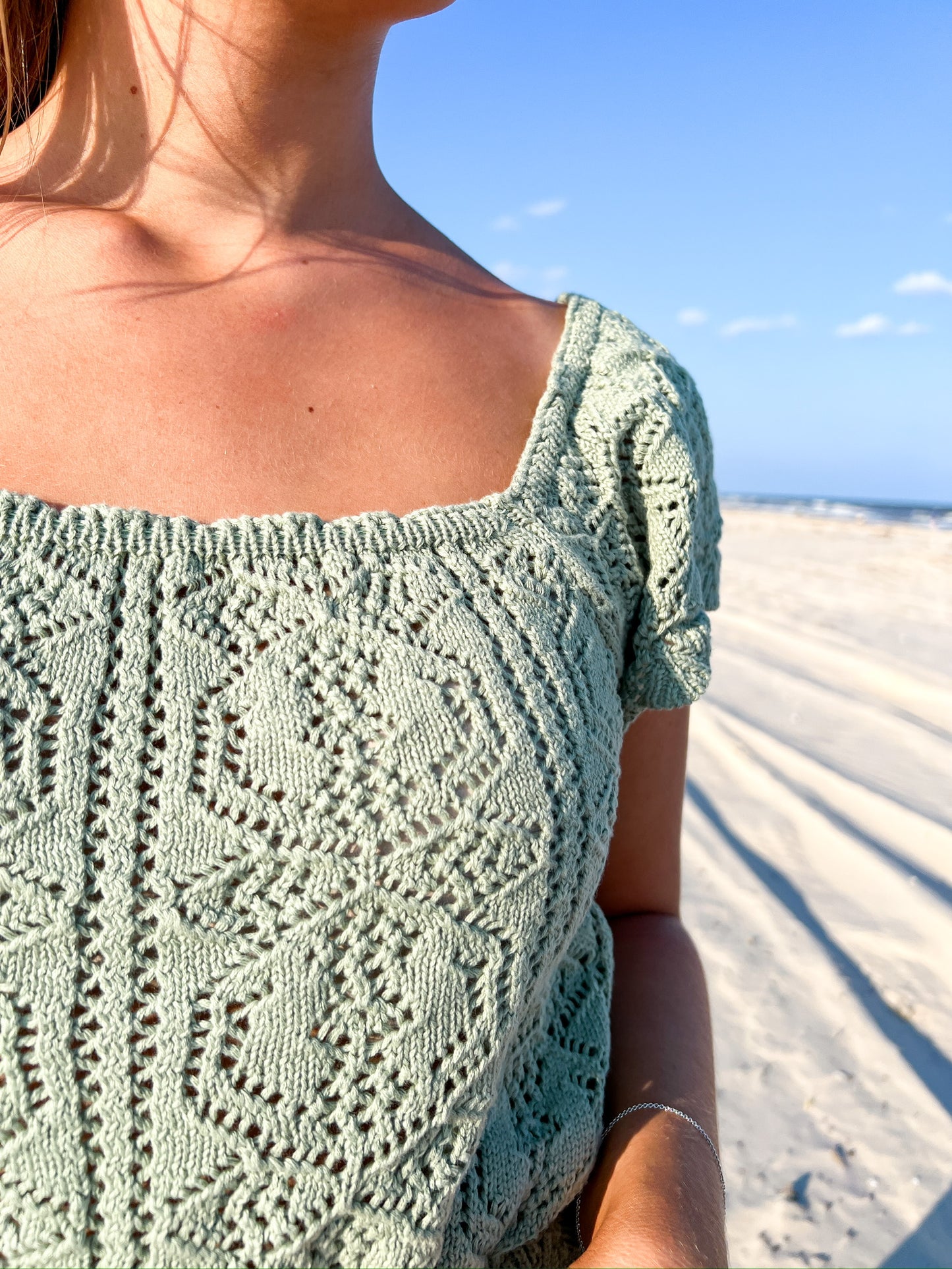 Polina Crochet Peplum Top - Lily Pad - Southern Belle Boutique
