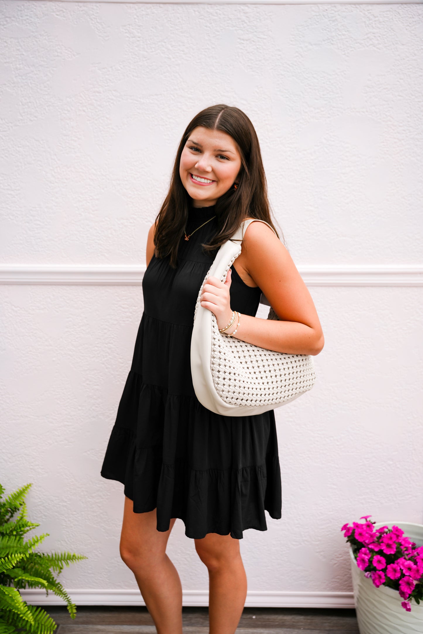 Black Back Bow Halter Dress