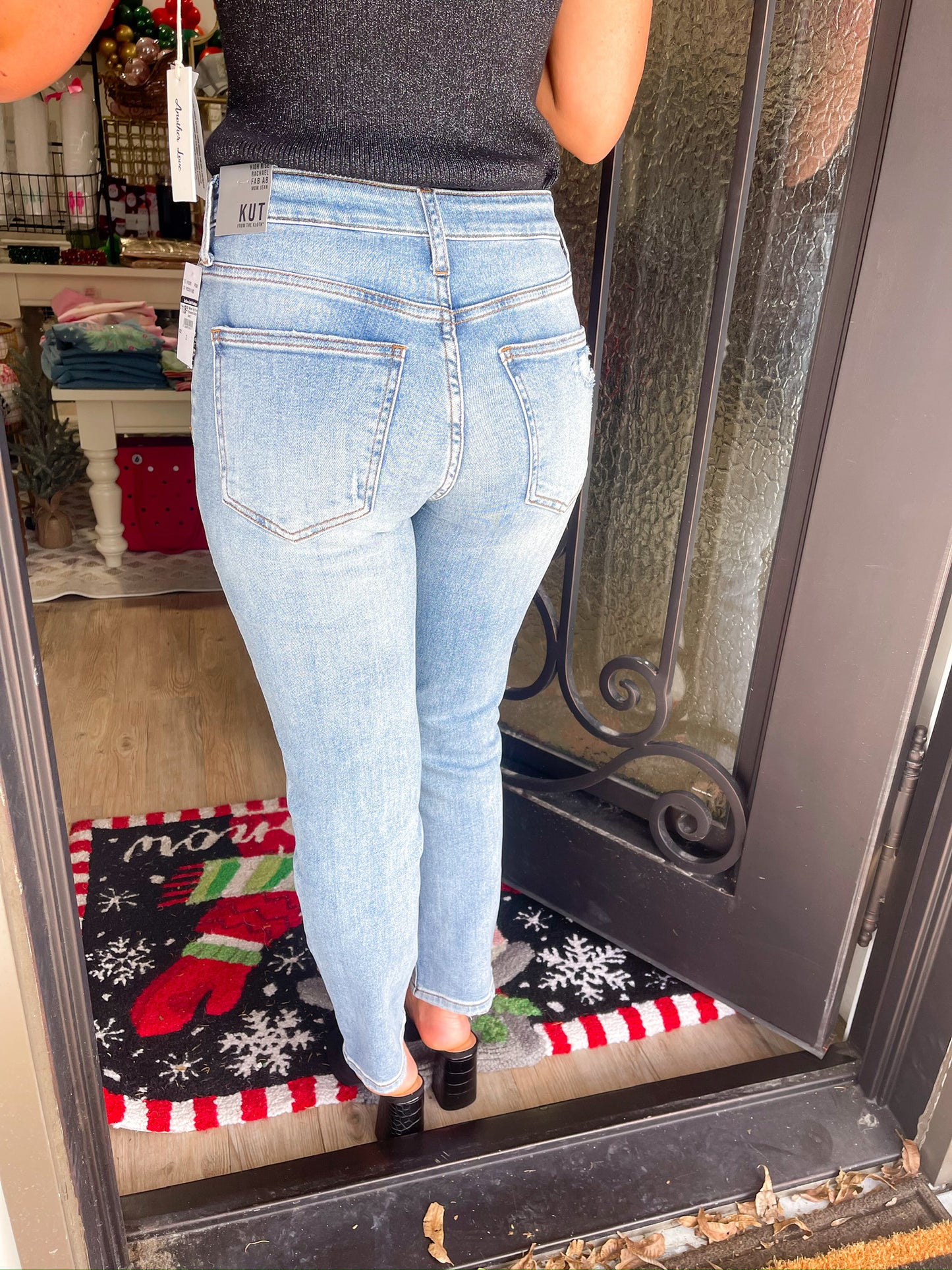 Rachael High Rise Rhinestone Detail Jean - Southern Belle Boutique