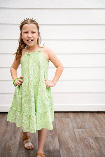 Mint Floral Crochet Lace Tiered Tank Dress - Southern Belle Boutique