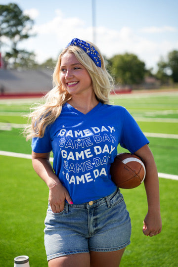 Game Day Wave Tee - Blue - Southern Belle Boutique