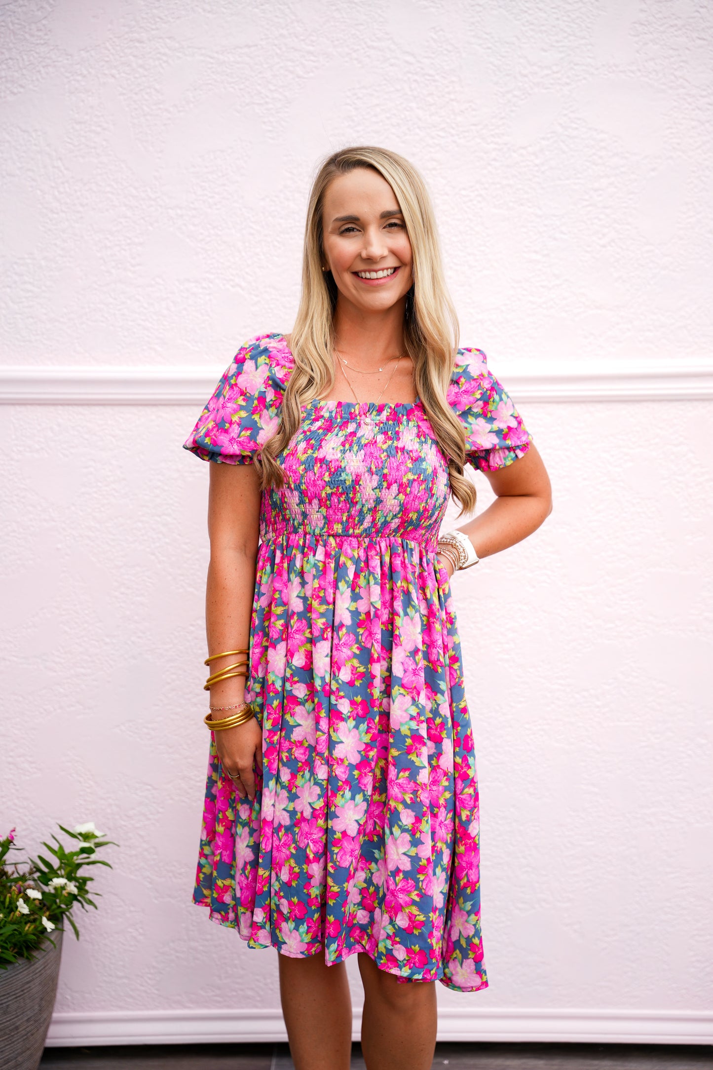 Grey Floral Print Dress