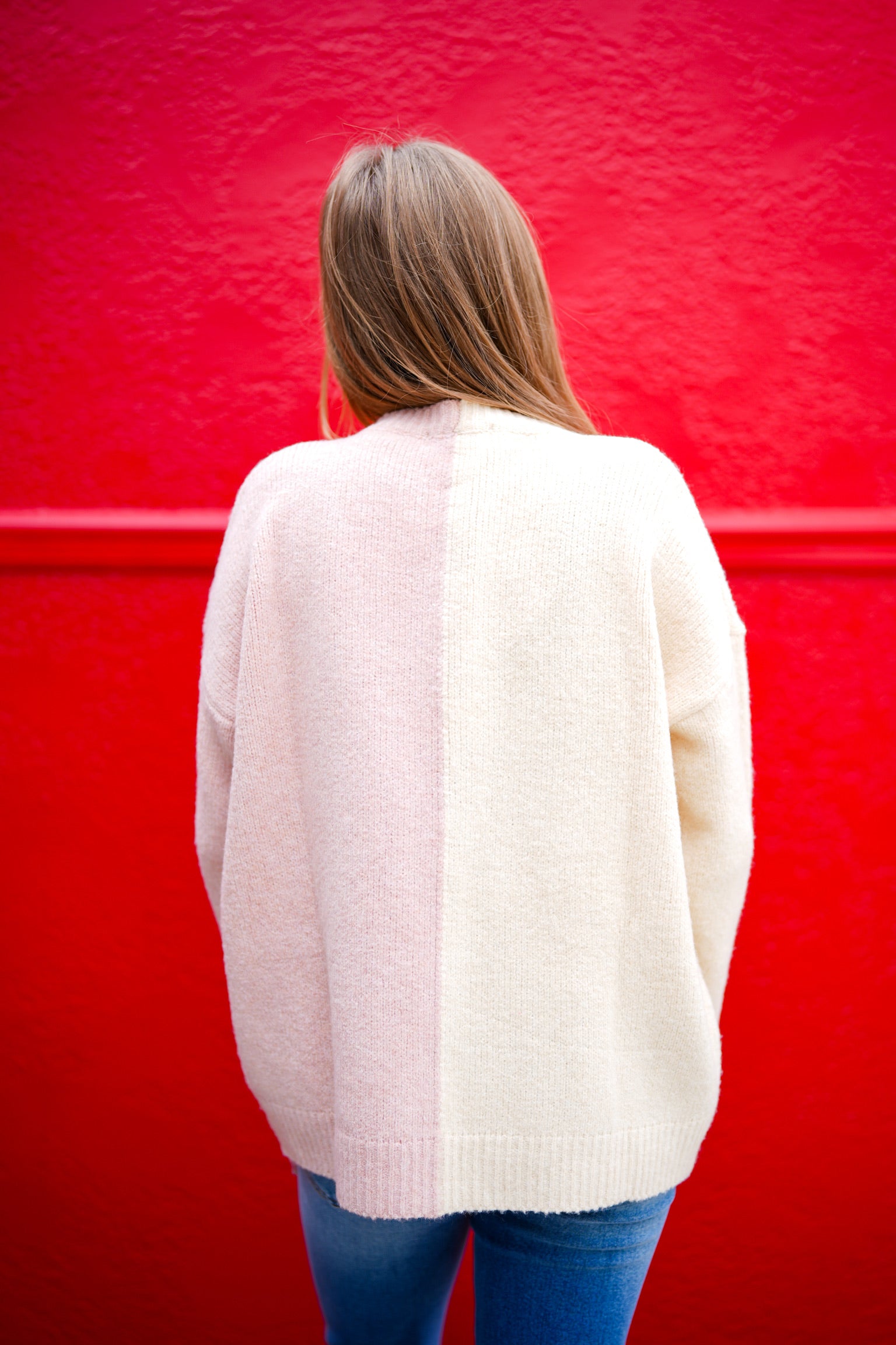 Colorblock Sweater - Ivory/Pink - Southern Belle Boutique