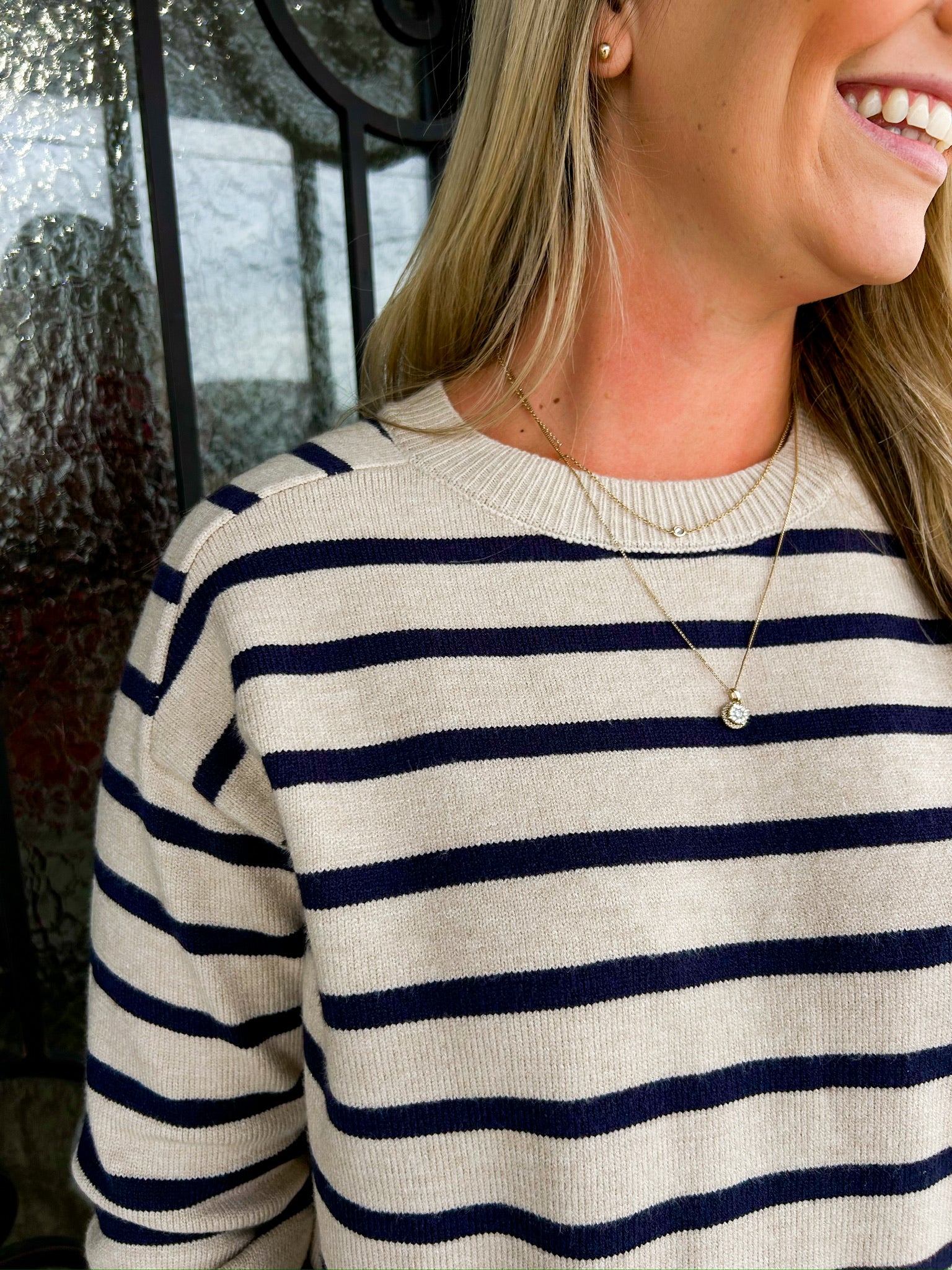 Oatmeal Striped Sweater - Southern Belle Boutique