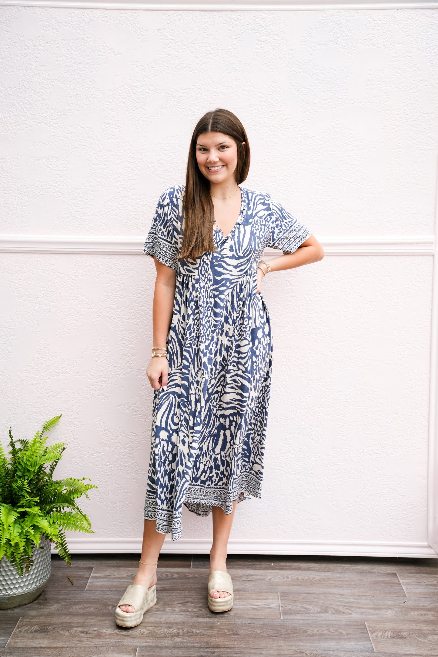 Blue Maggy Long Dress - Southern Belle Boutique