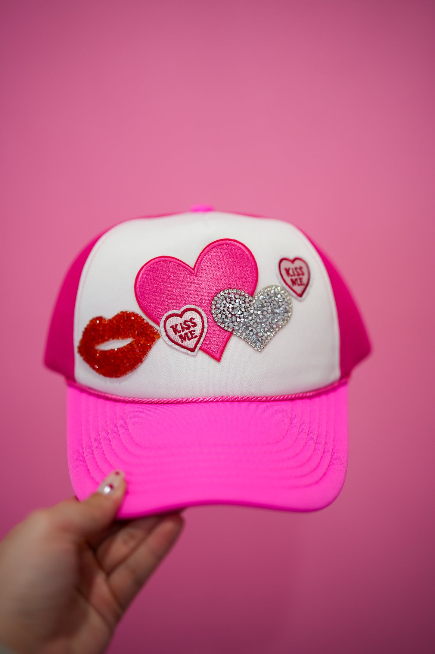 Kiss Me Trucker Hat - Hot Pink - Southern Belle Boutique