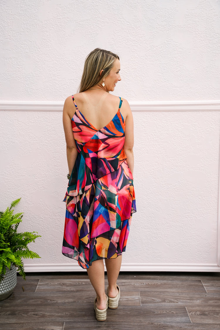 Donna Asymmetrical Print Dress