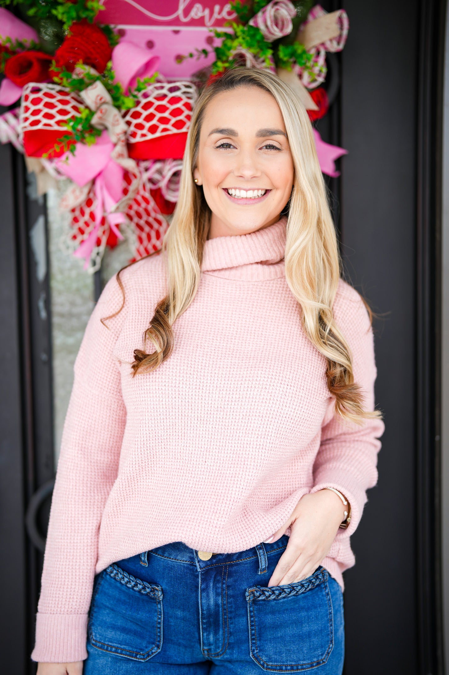 Mauve Waffle Turtle Neck Sweater - Southern Belle Boutique