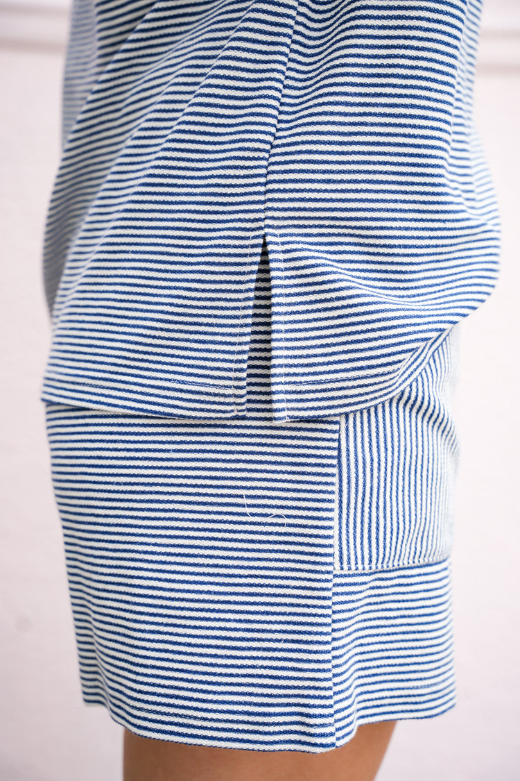 Navy Striped French Terry Short Set