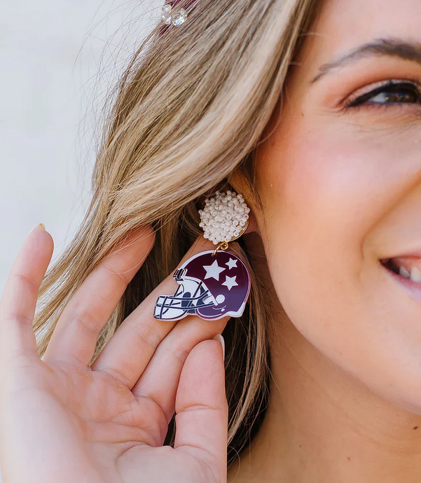 Touchdown Earrings - Maroon - Southern Belle Boutique