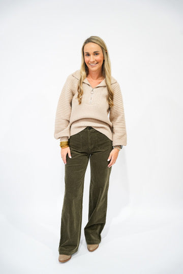 Anabel Wide Leg Pant - Hunter Green