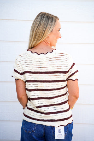 Espresso Scalloped Neck Sweater