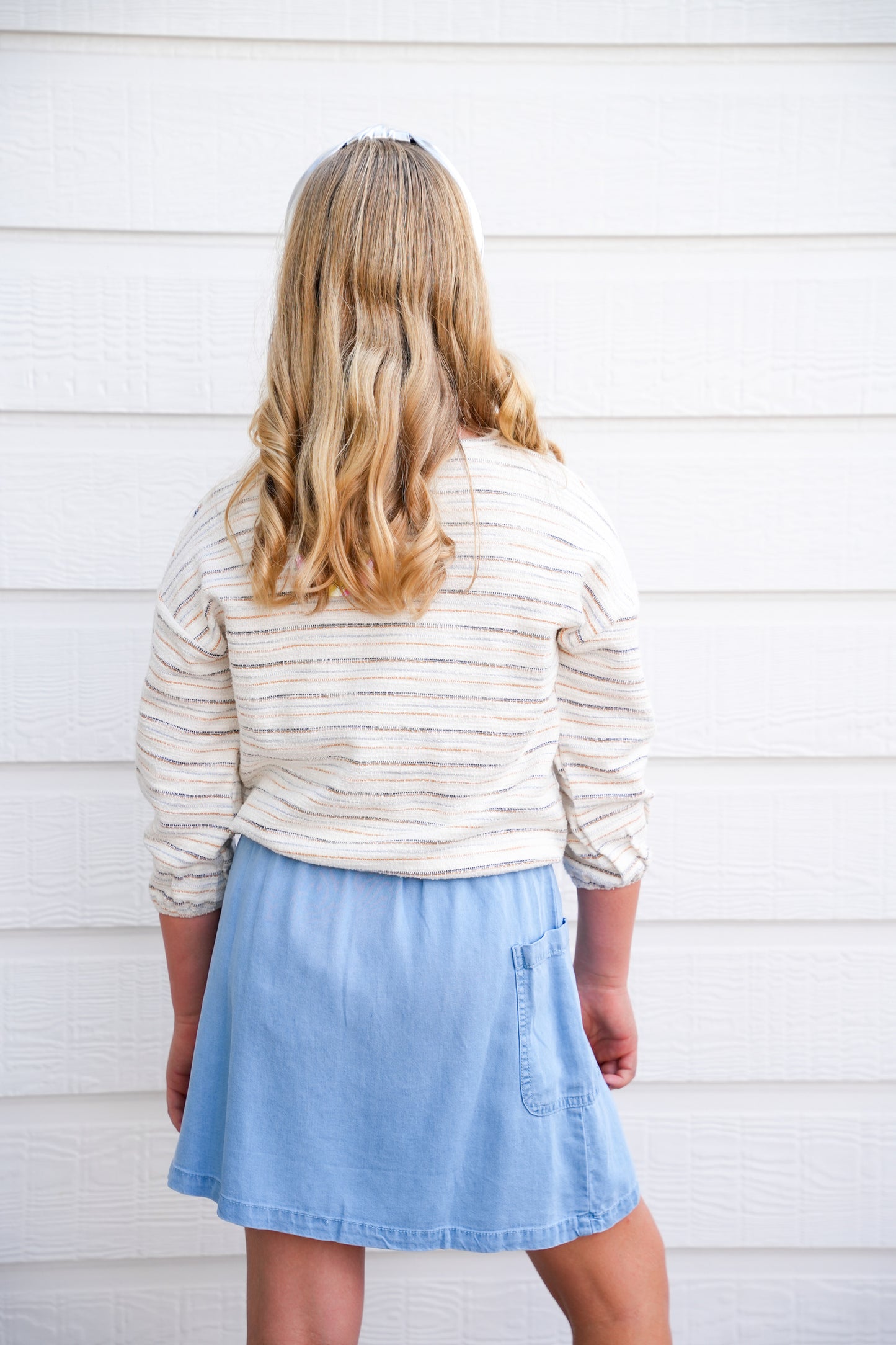 Mustard Striped Terry Knit Top