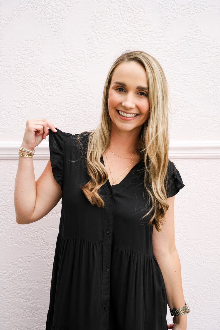 Black Multi Ruffled Dress