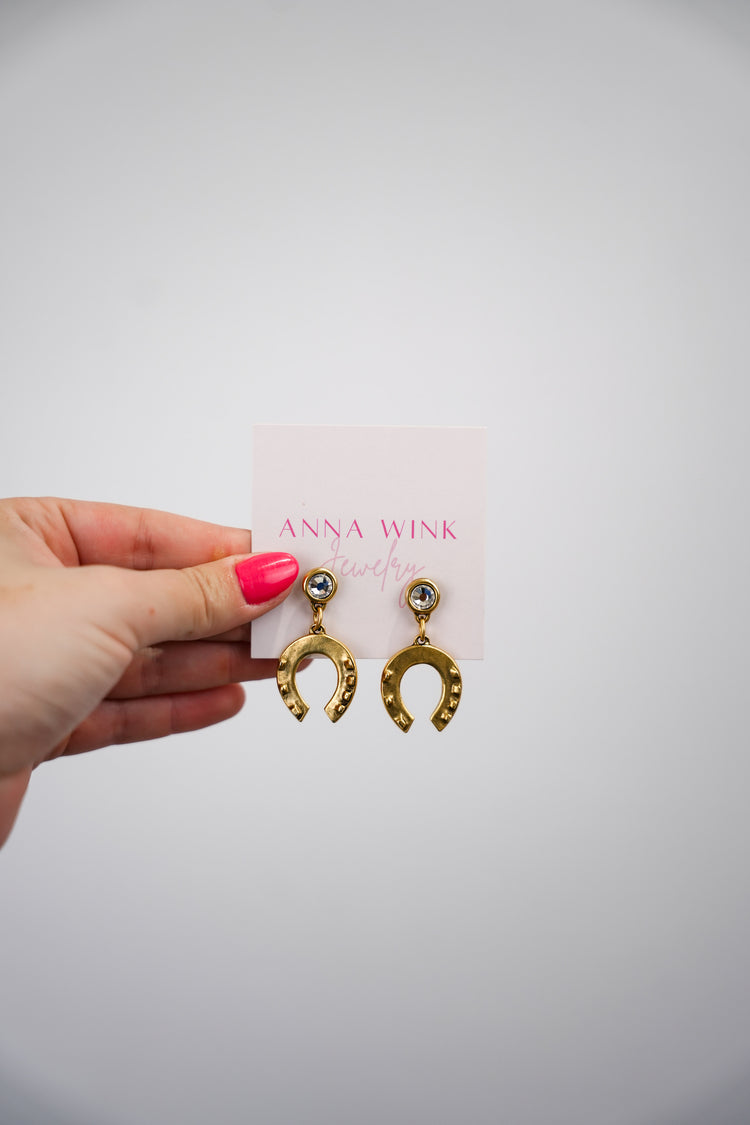 Rodeo Gold Horse Shoe Earrings - Southern Belle Boutique