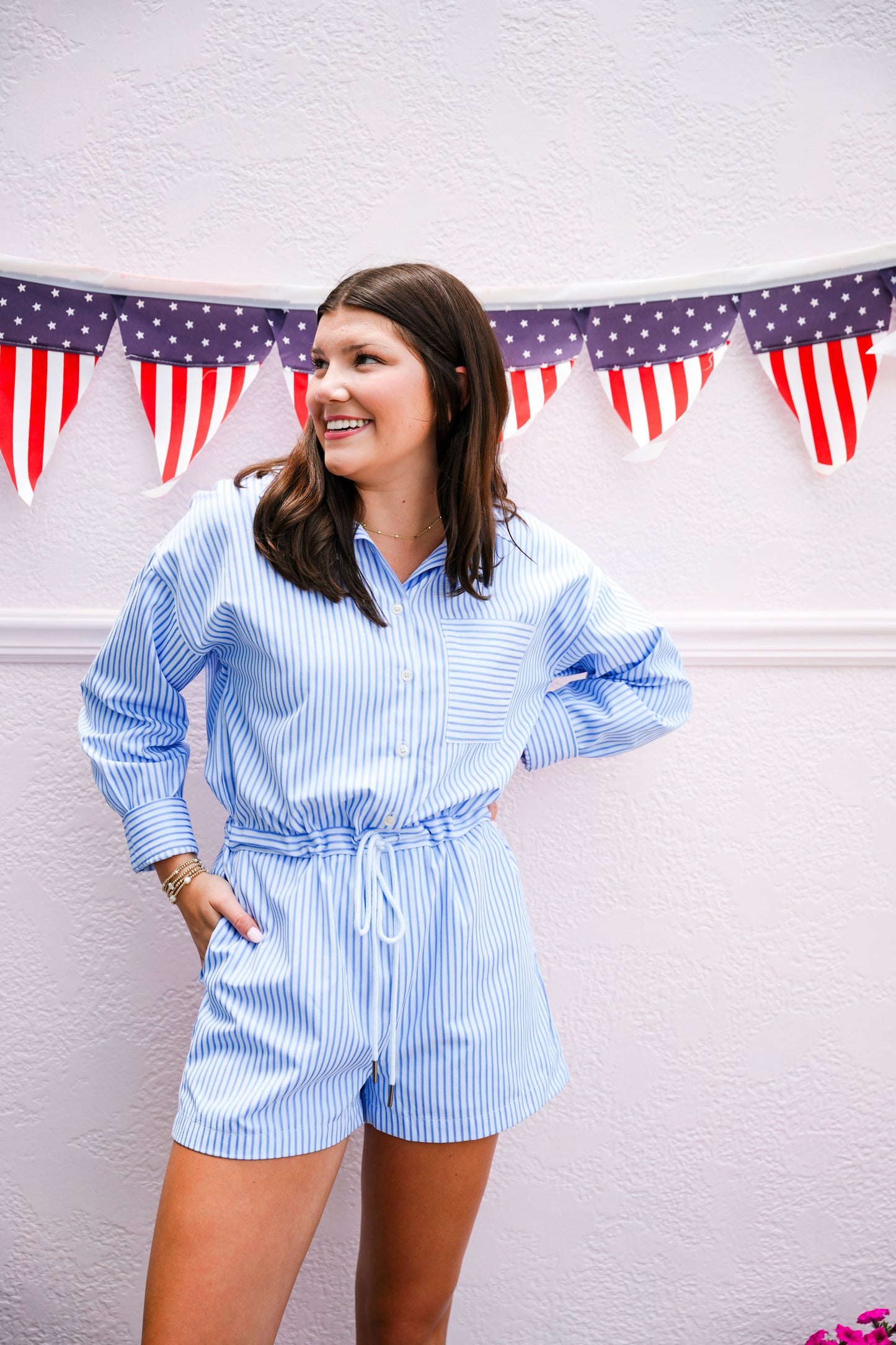 Striped Blue Romper