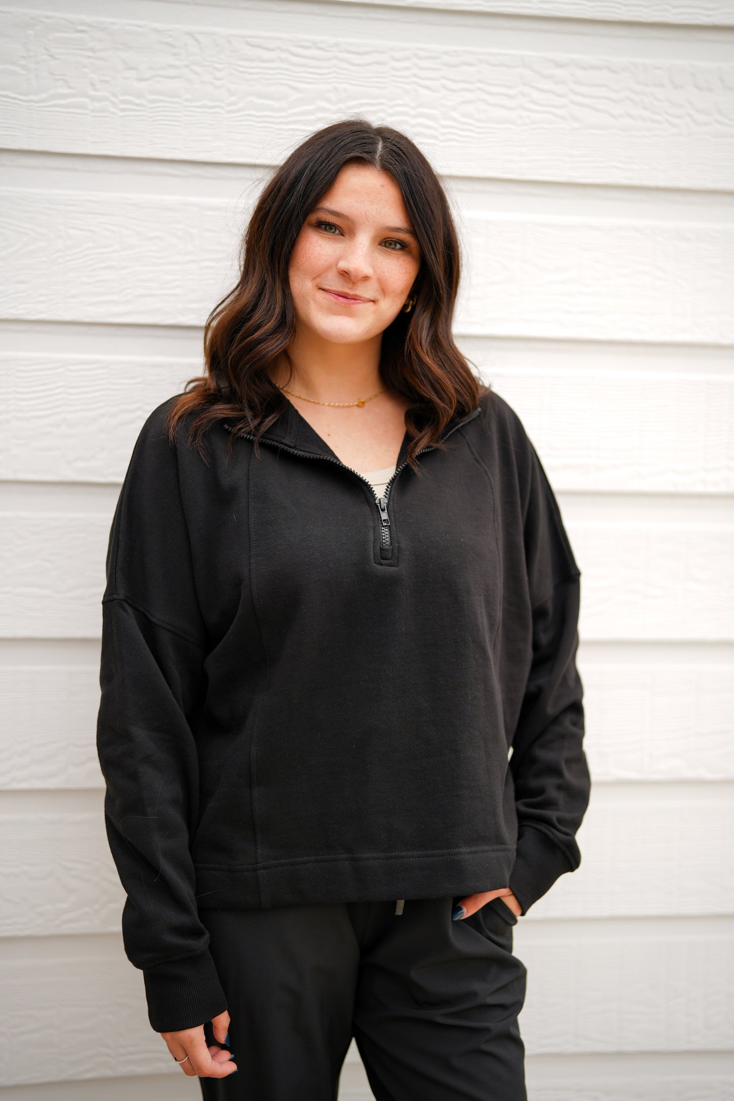 Plush Half-Zip Fleece Pullover - Black - Southern Belle Boutique