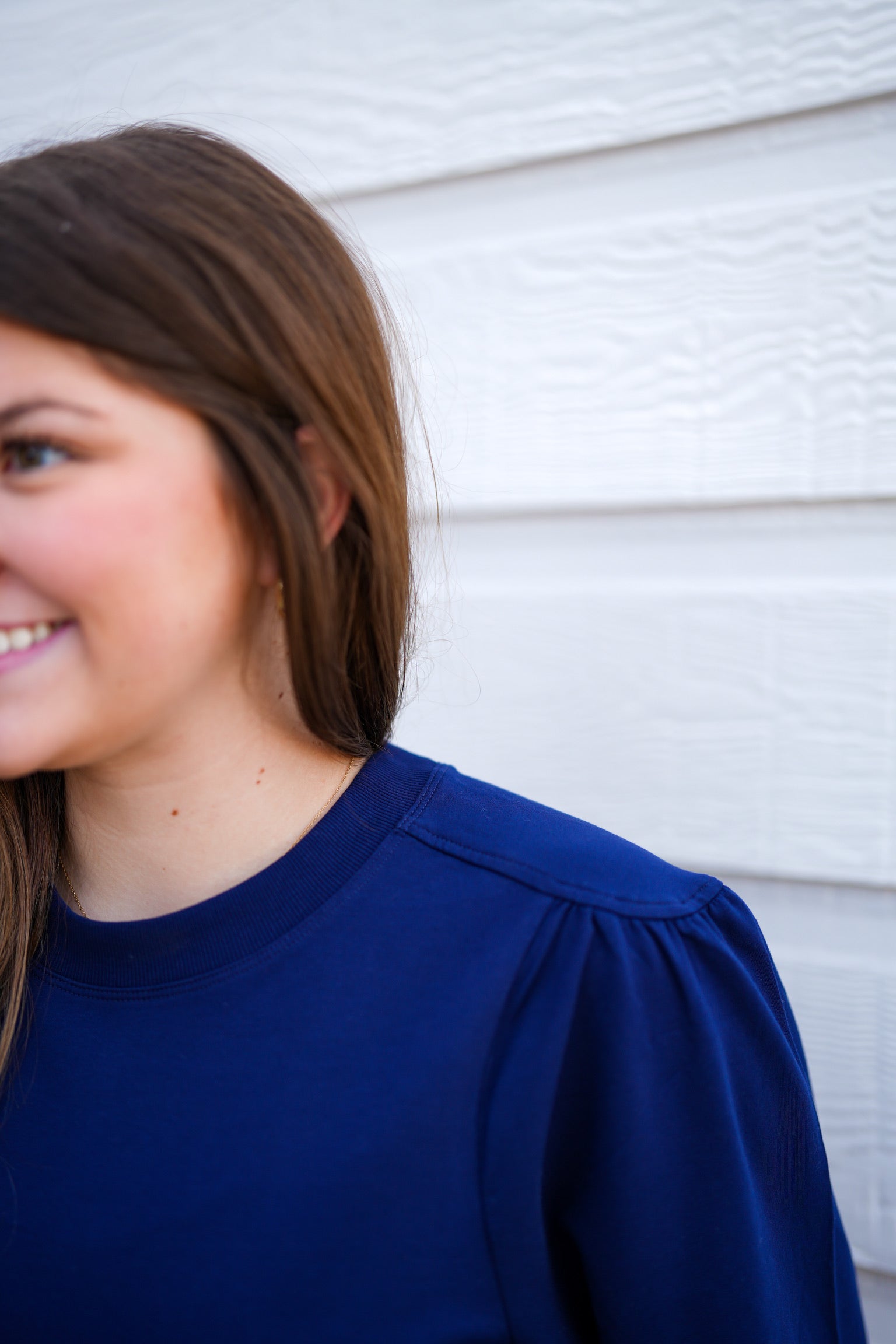 Kanni Crew Neck Puff Sleeve Top - Electric Indigo - Southern Belle Boutique