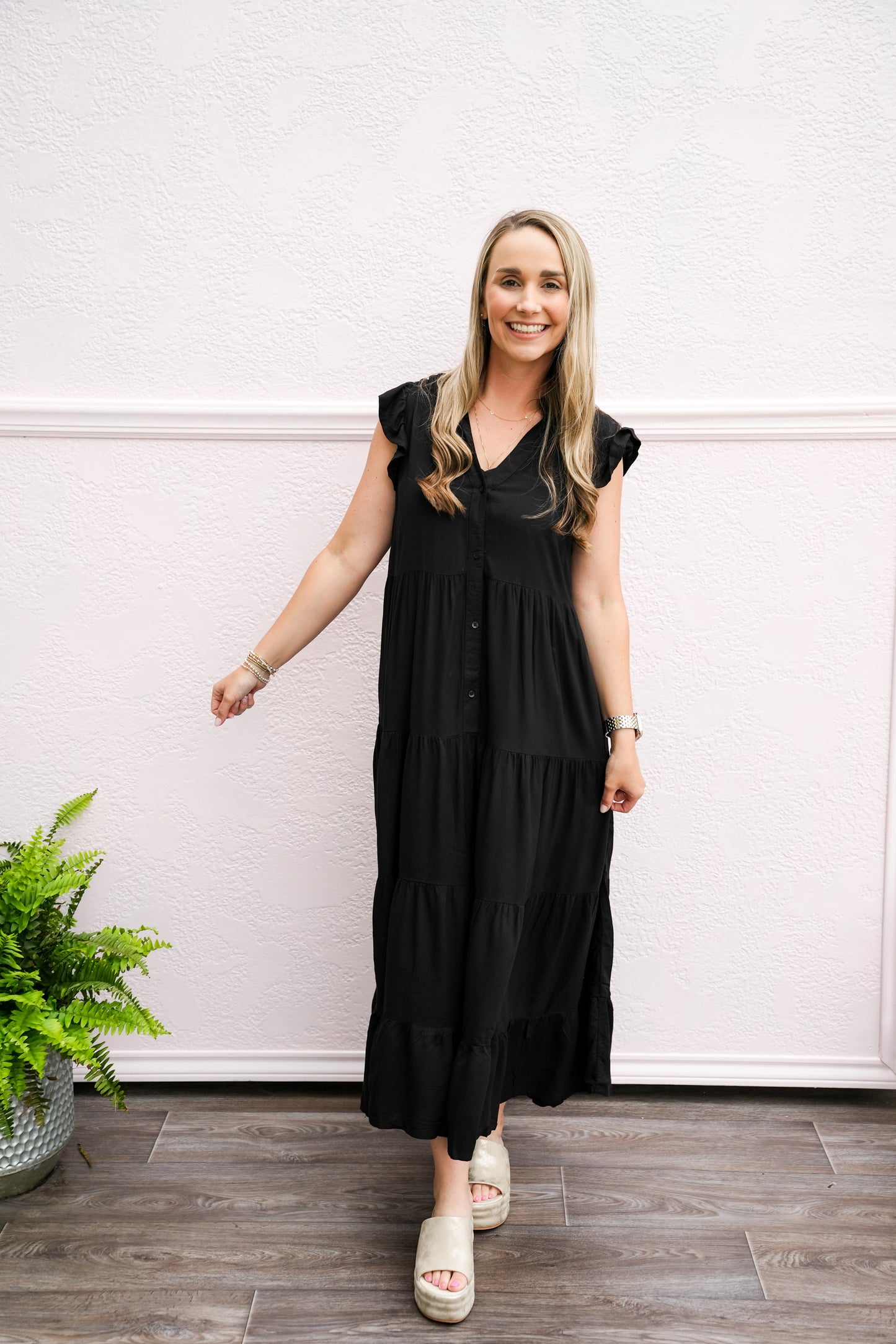 Black Multi Ruffled Dress