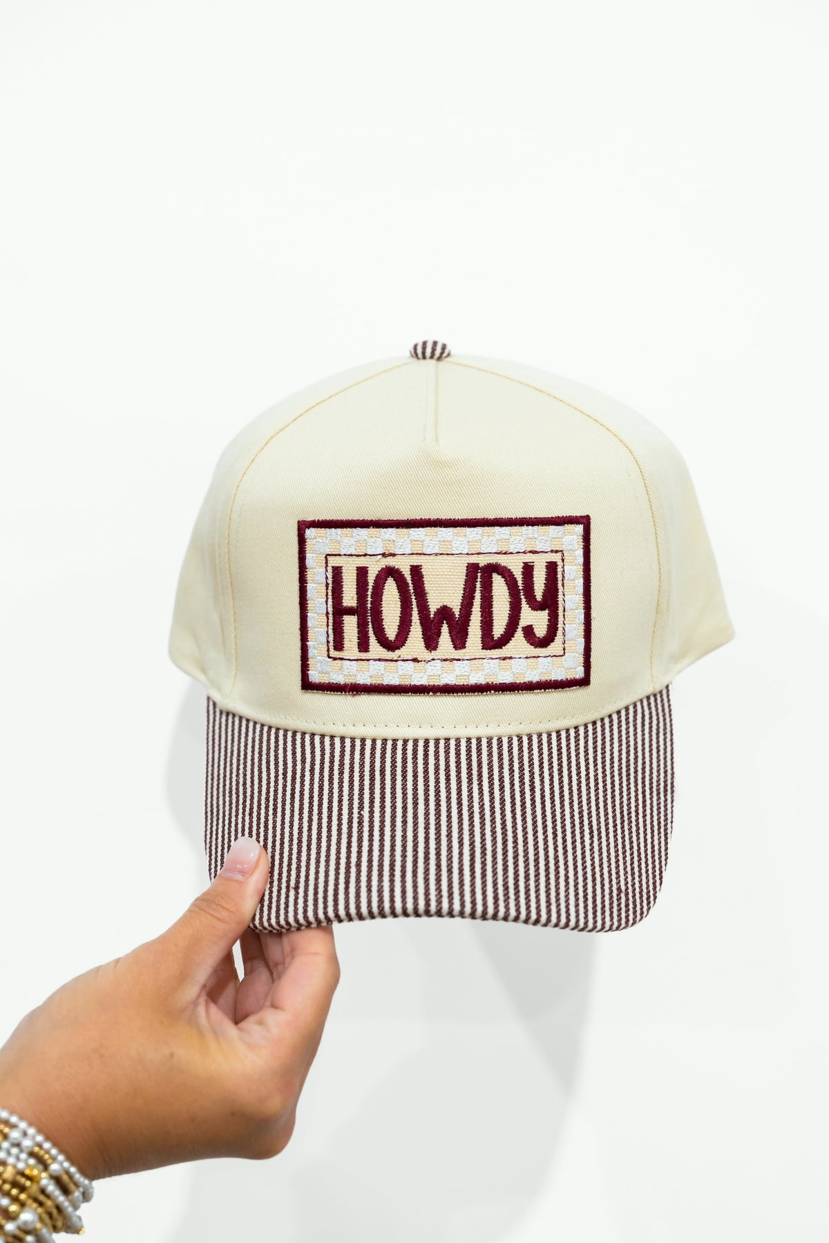 Howdy Trucker Hat - Khaki Checkered
