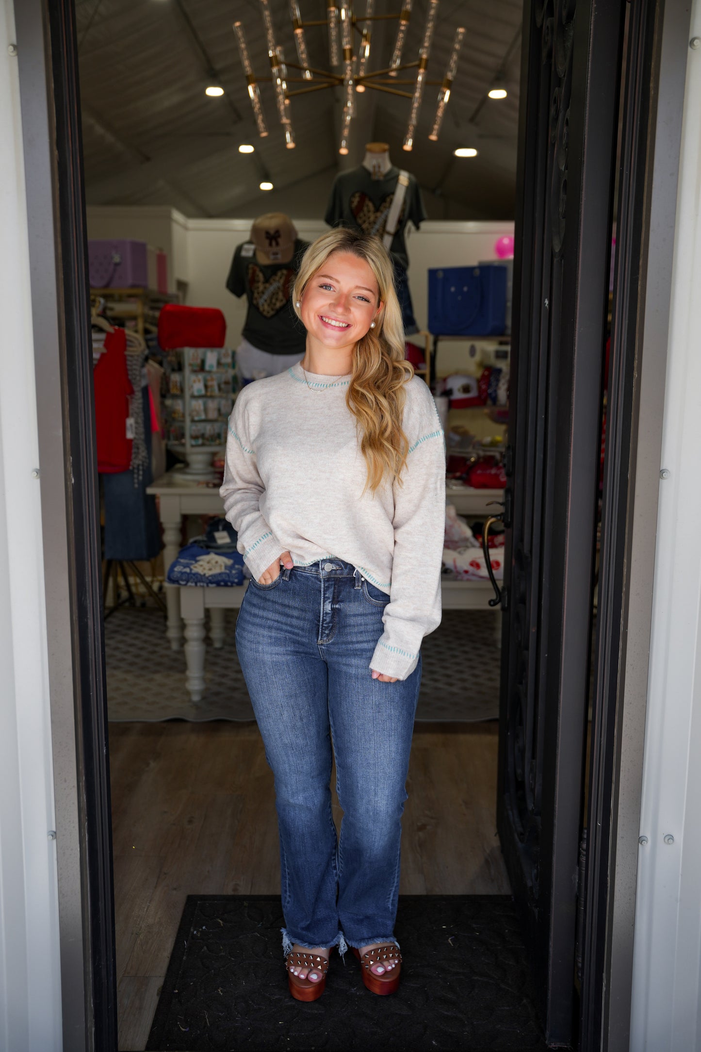 Millie Sweater - Heather Oatmeal - Southern Belle Boutique