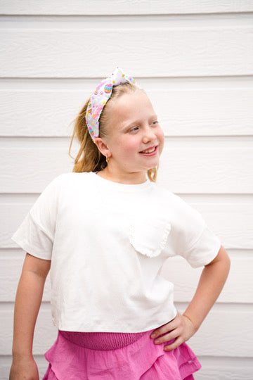 White Ruffle Pocket Knit TShirt - Southern Belle Boutique