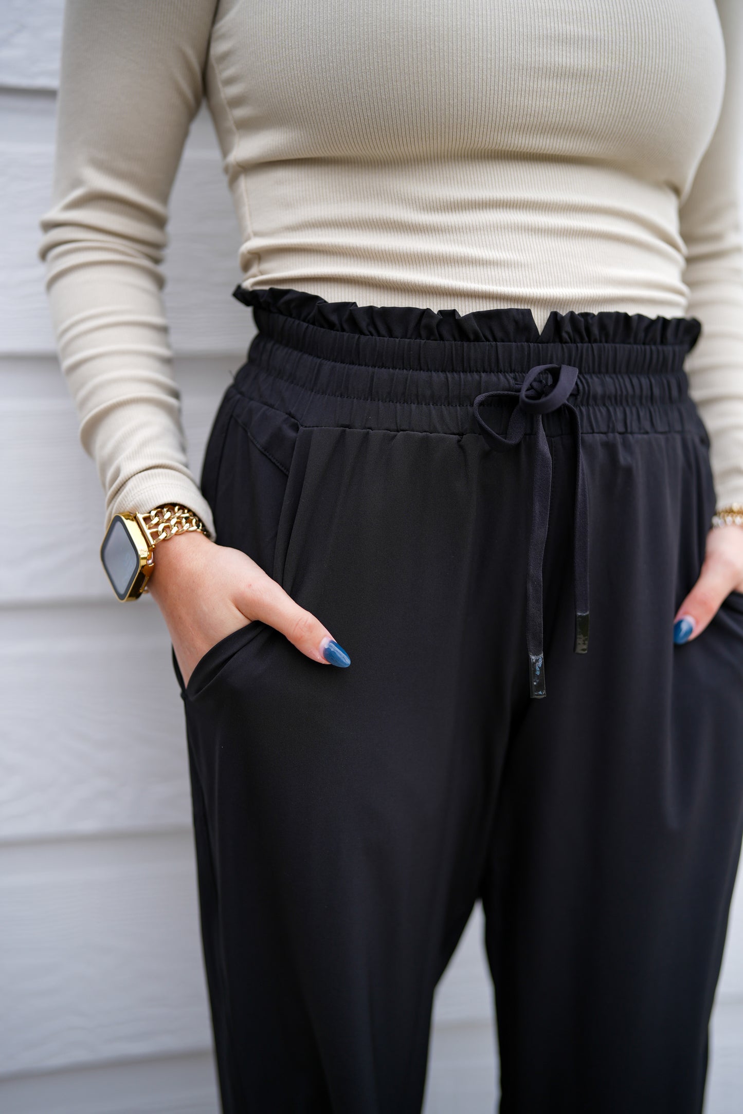 Cuffed Essential Highwaist Joggers - Black - Southern Belle Boutique