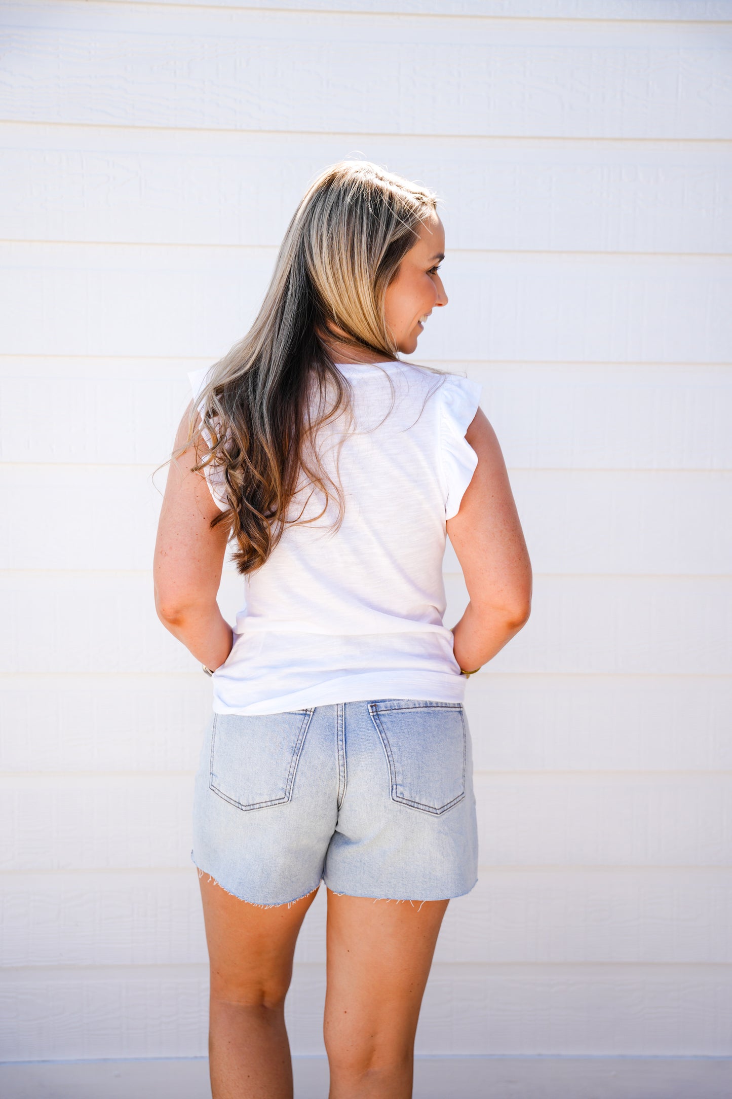 Jane High Rise Long Short Raw Hem - Deep - Southern Belle Boutique
