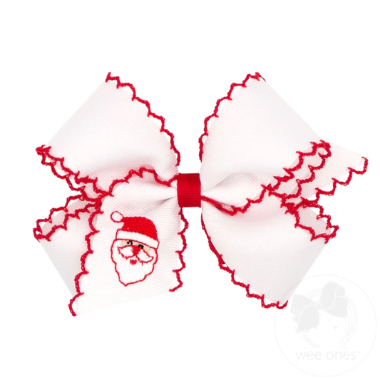 Christmas Emb Hair Bow - Medium - Southern Belle Boutique