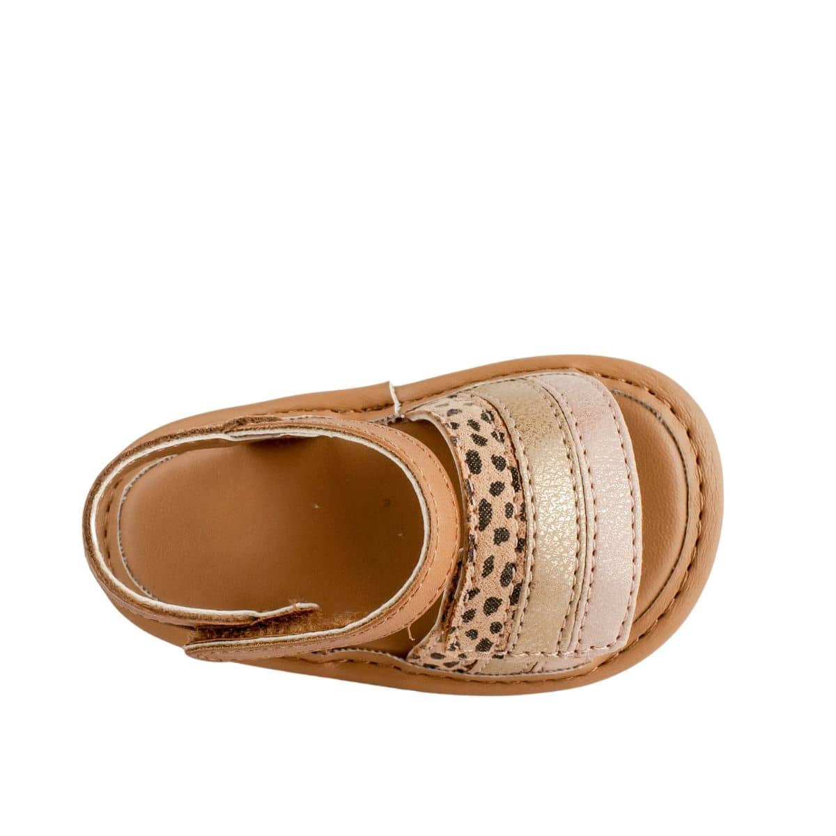Ashlee Tan PU Double Closure Sandal w Blush Champagne and Cheetah Trim - Southern Belle Boutique