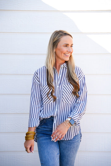 Black Striped Button Down Shirt