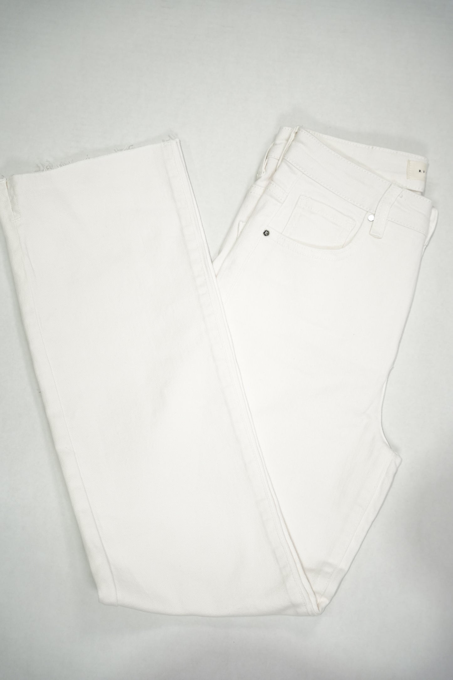 White Tummy Control High Rise Raw Hem Jean - Southern Belle Boutique