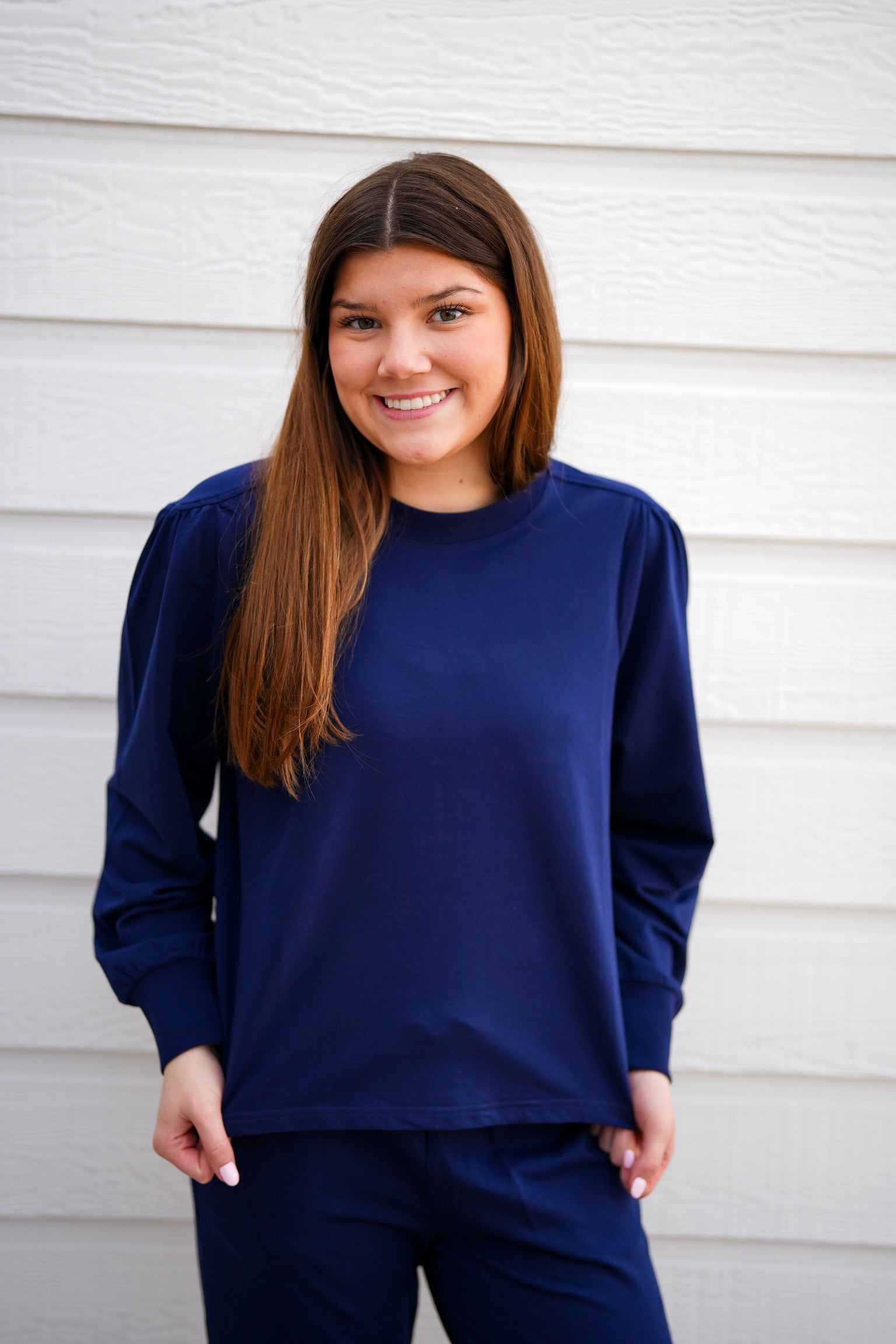 Kanni Crew Neck Puff Sleeve Top - Electric Indigo - Southern Belle Boutique