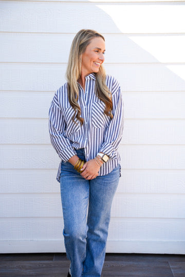 Black Striped Button Down Shirt
