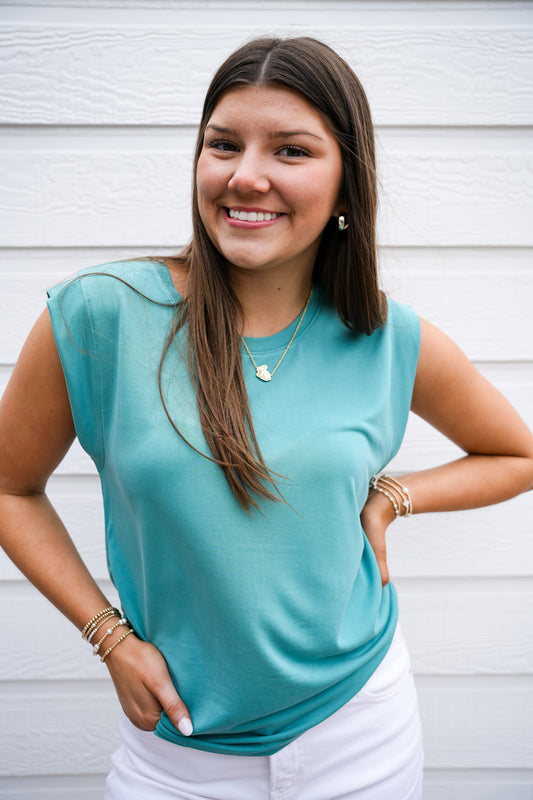 Alora  Tee -  Meadow Teal - Southern Belle Boutique