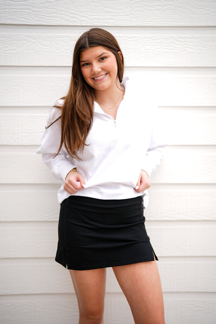 Plush Half-Zip Fleece Pullover - White - Southern Belle Boutique