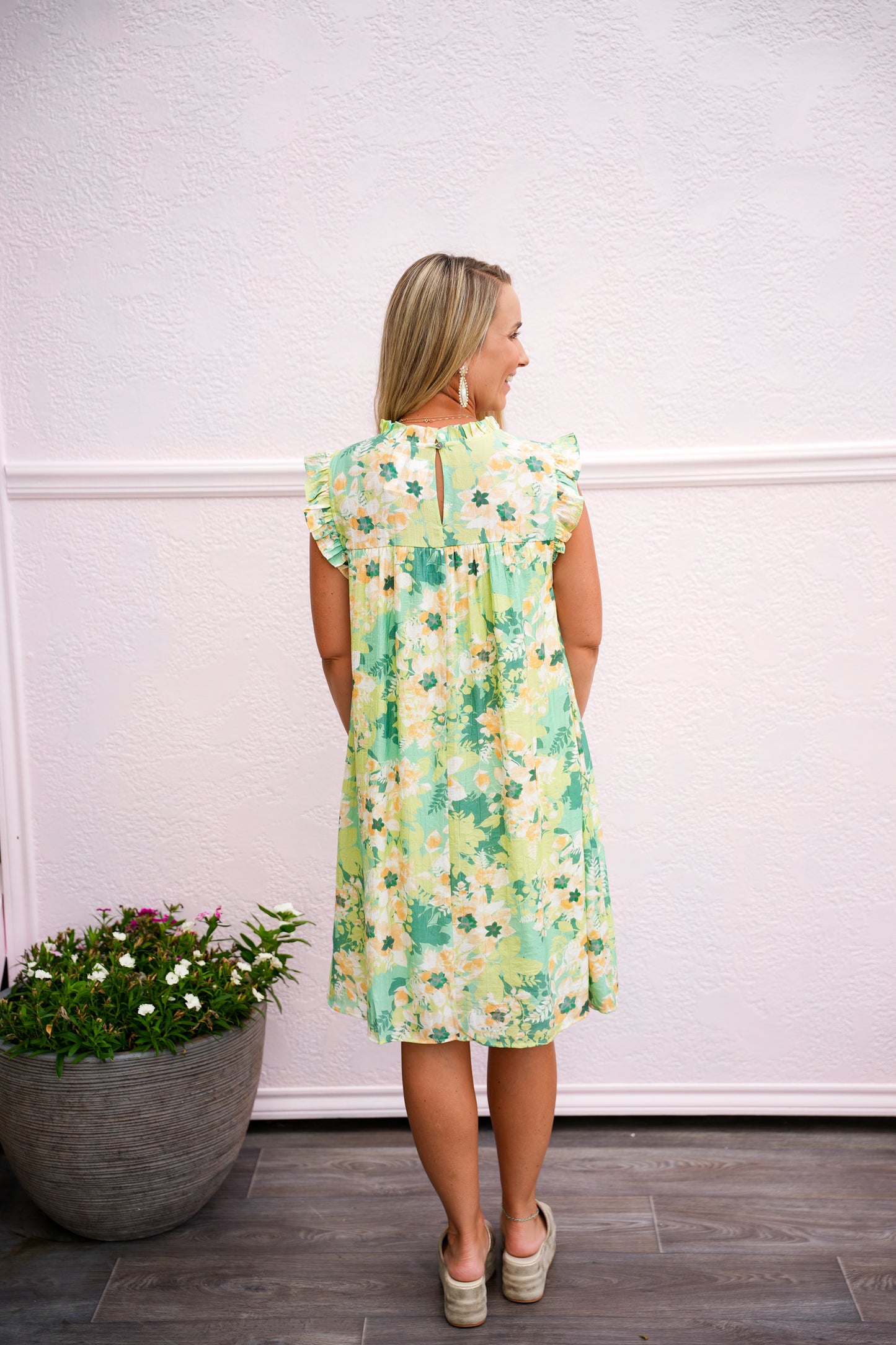 Sage Floral Babydoll Dress