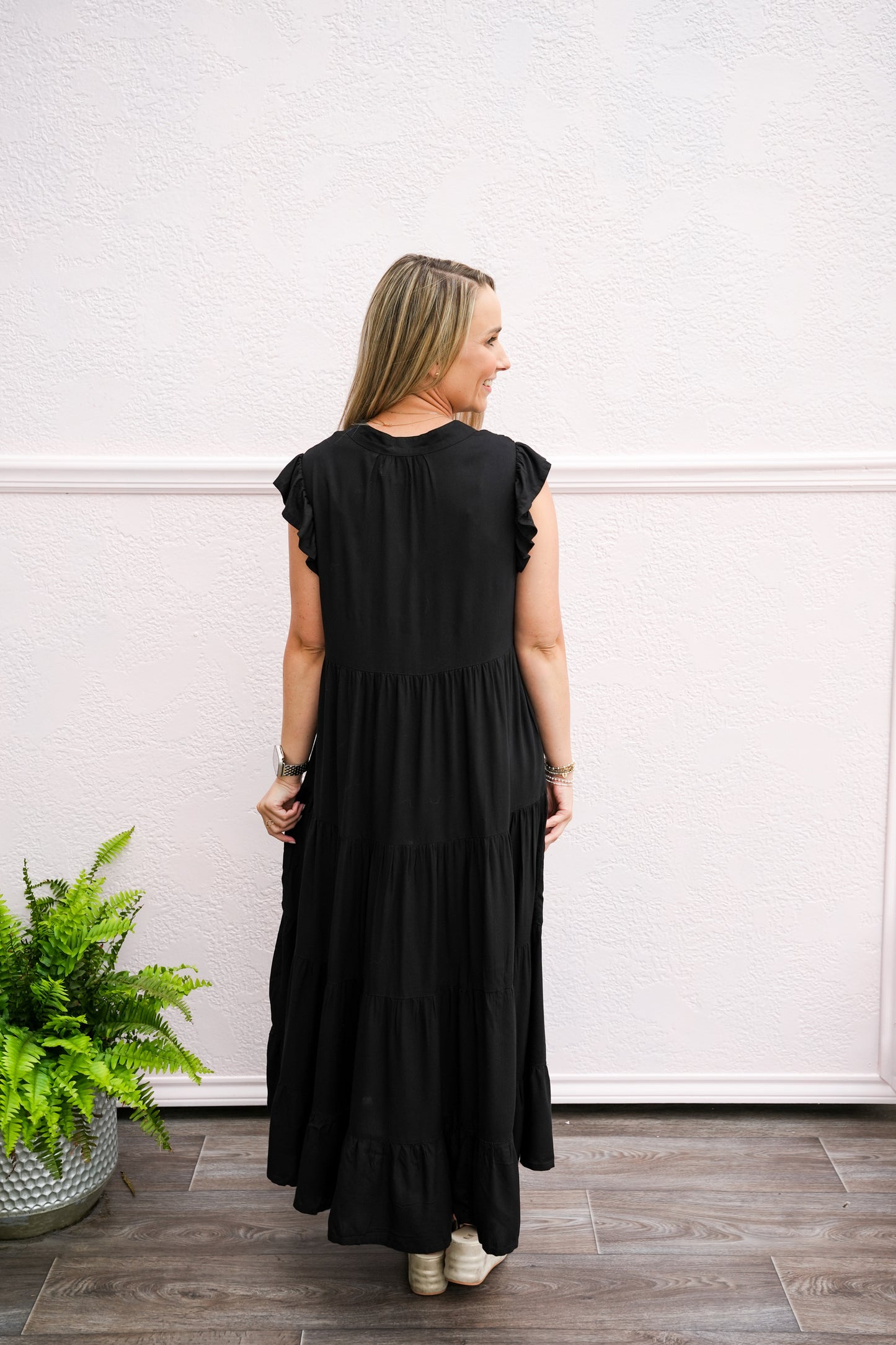 Black Multi Ruffled Dress