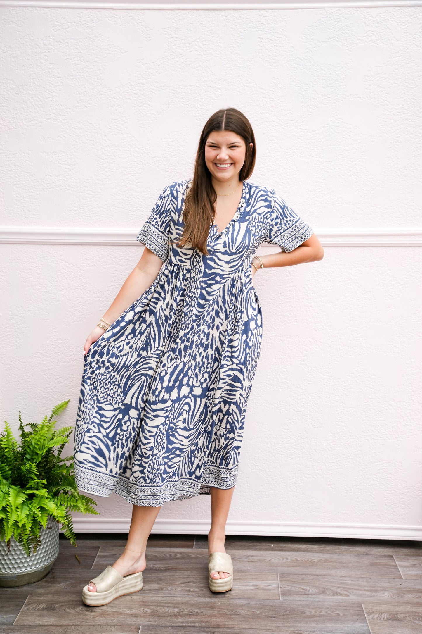 Blue Maggy Long Dress - Southern Belle Boutique