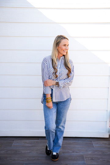 Black Striped Button Down Shirt