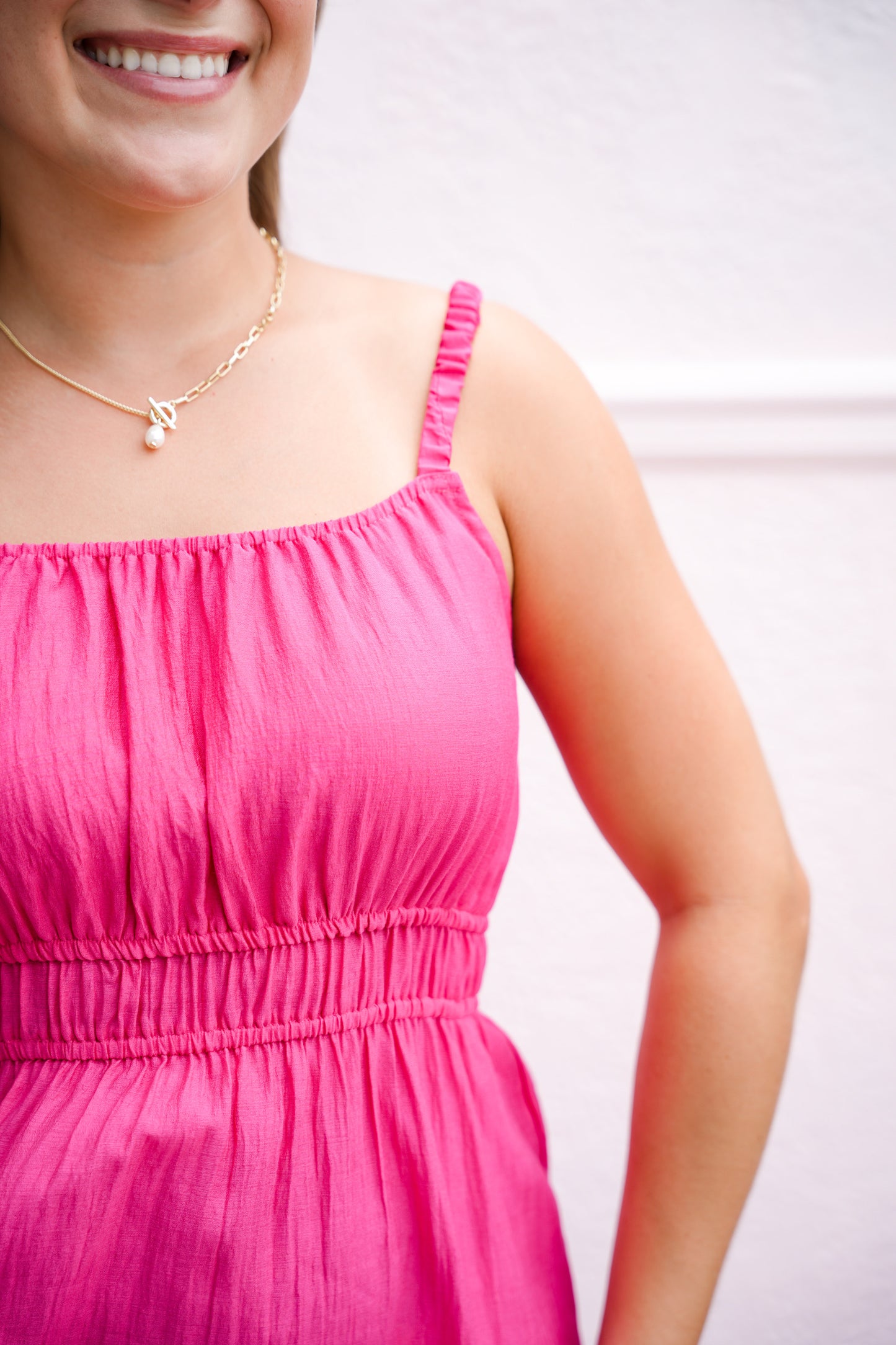 Tiered Hem Mini Dress - Magenta