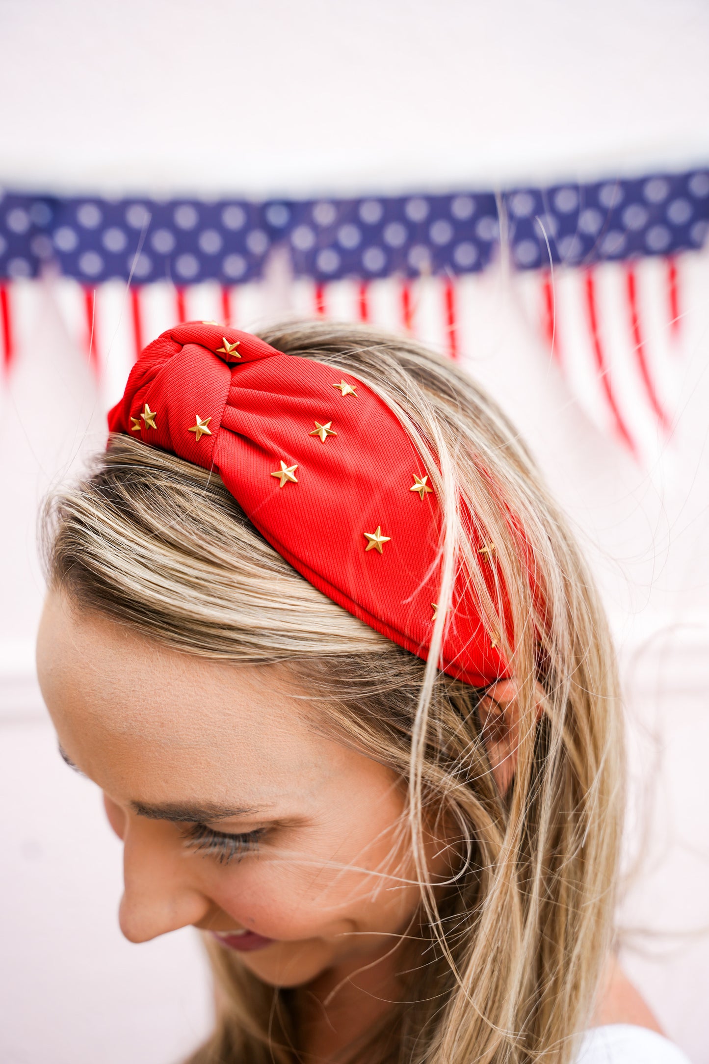 Stars Knotted Headband, Red - Southern Belle Boutique