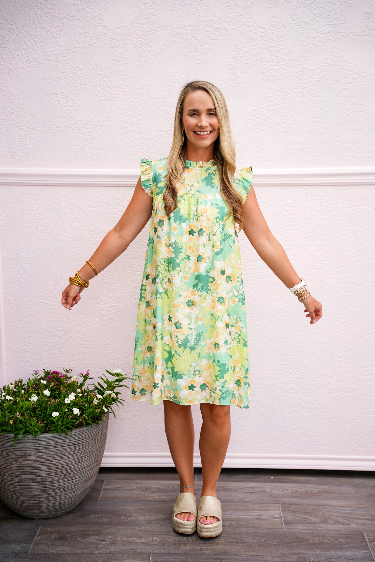 Sage Floral Babydoll Dress